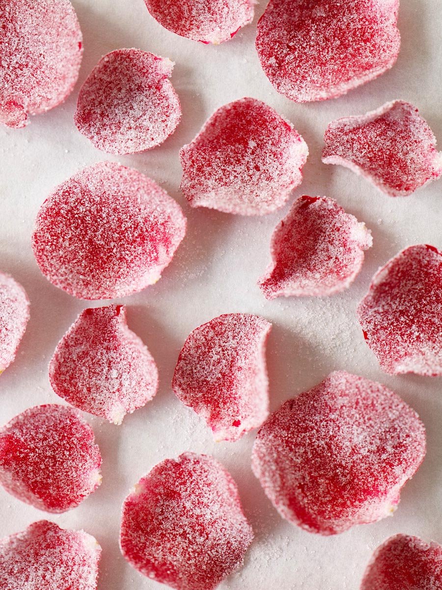 Sugared rose petals