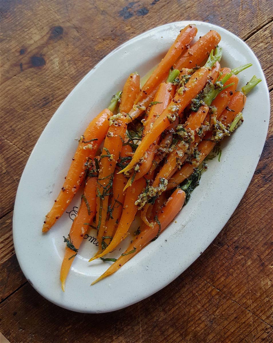 Warm Carrot Salad with Mustard Vinaigrette