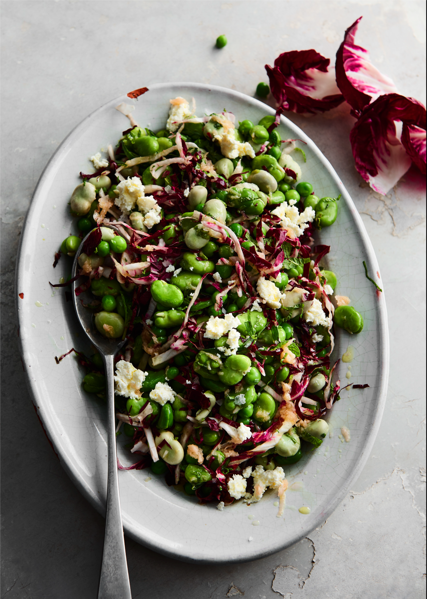 Baby broad bean salad