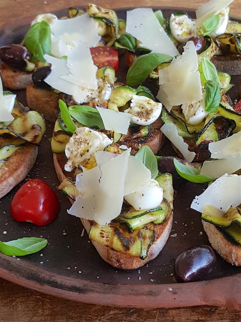 Bruschetta wth Grilled Zucchini & Buffalo Mozzarella