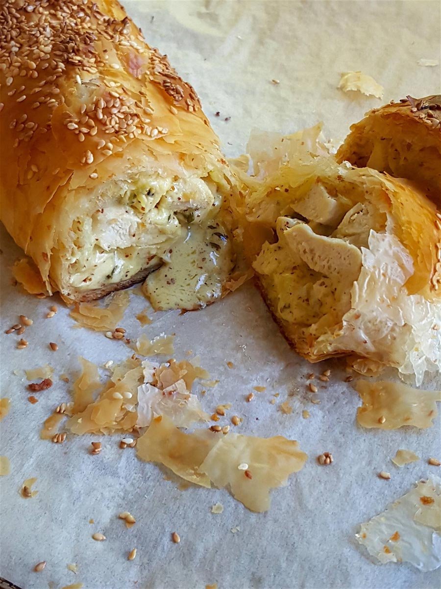Chicken & Mustard Filo Pie