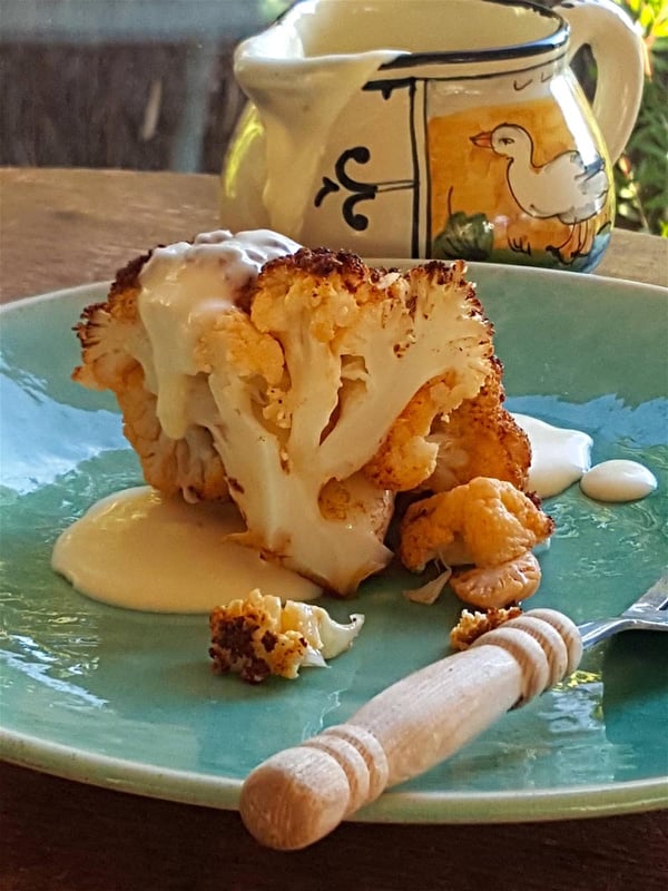 Baked cauliflower with cheese sauce