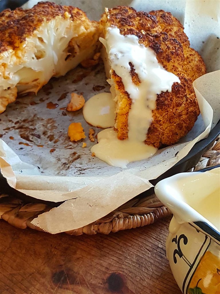 Baked cauliflower with cheese sauce