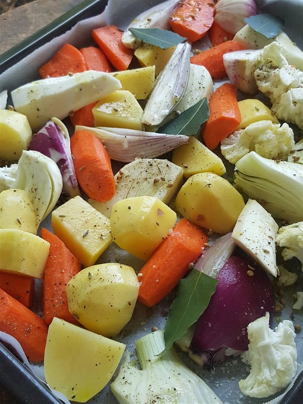 Traybake of winter vegetables