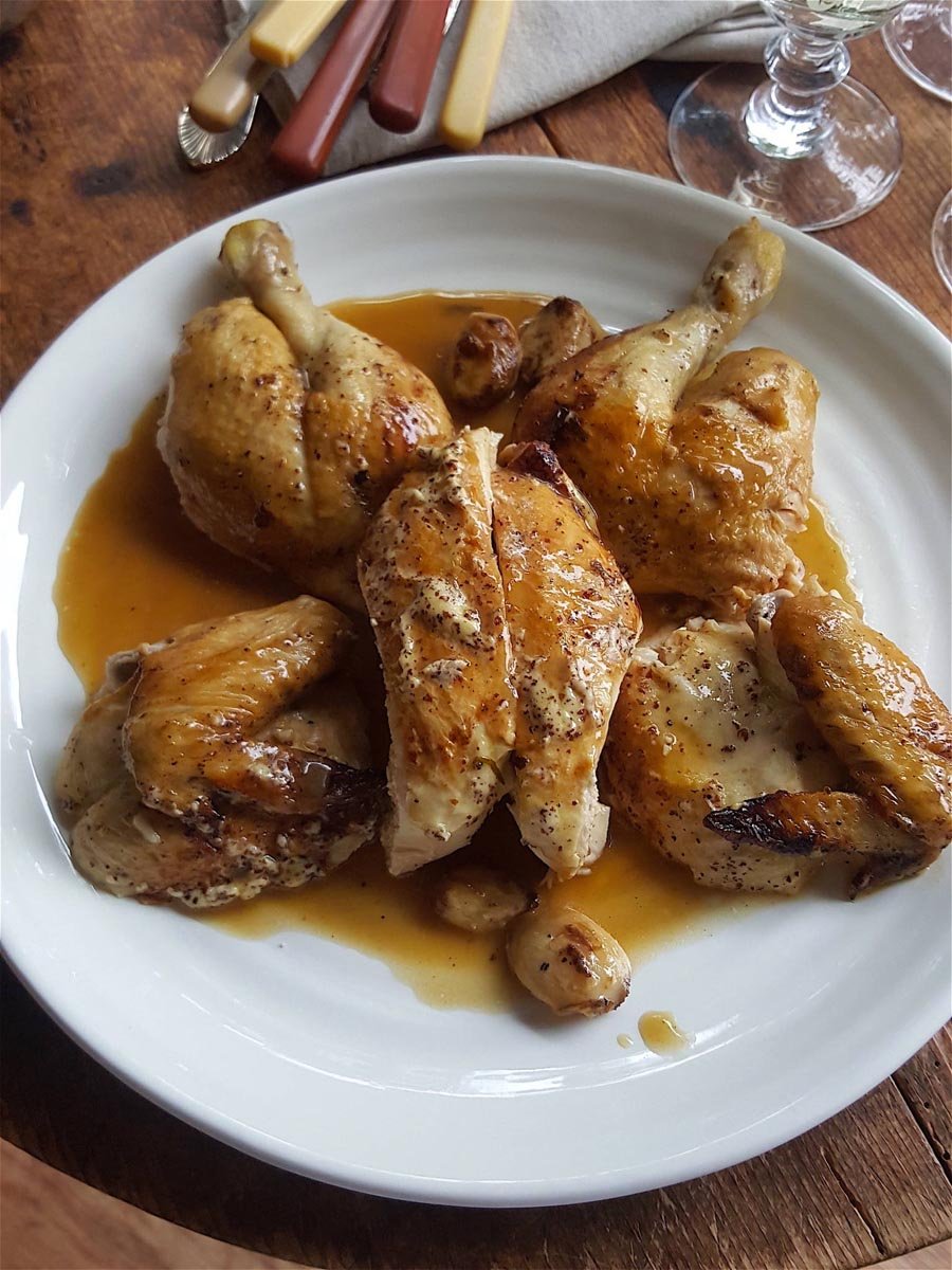 Succulent Pot Roast Chicken with Mustard
