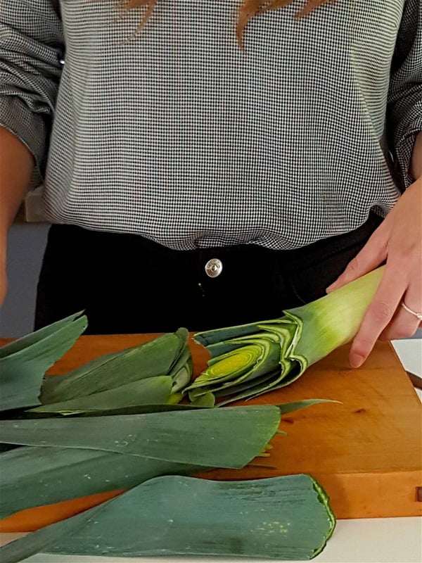 Preparing leeks