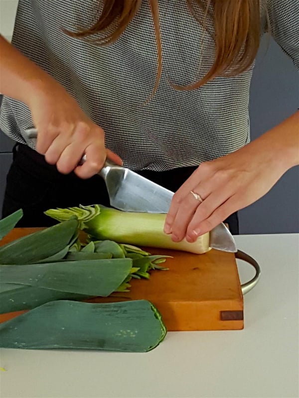 Preparing leeks