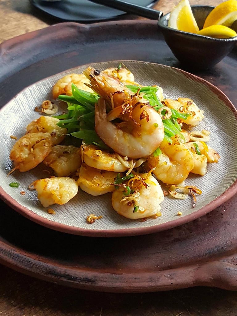 Pan-fried Prawns with Sugar Snaps