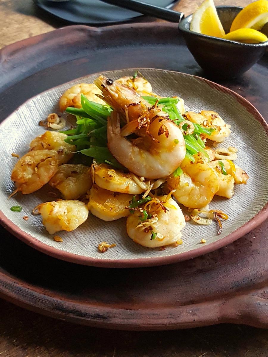 Pan-fried Prawns with Sugar Snaps