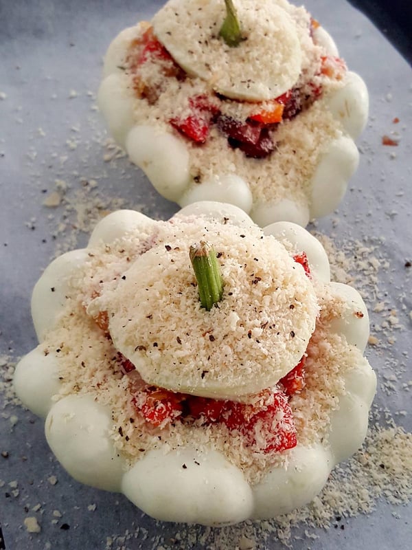 Stuffed scallopini ready for baking