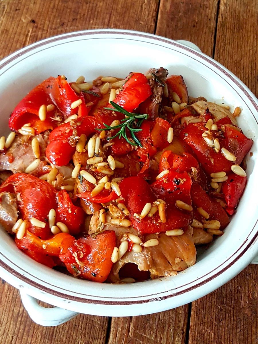 Chicken in the Pan with Red Peppers