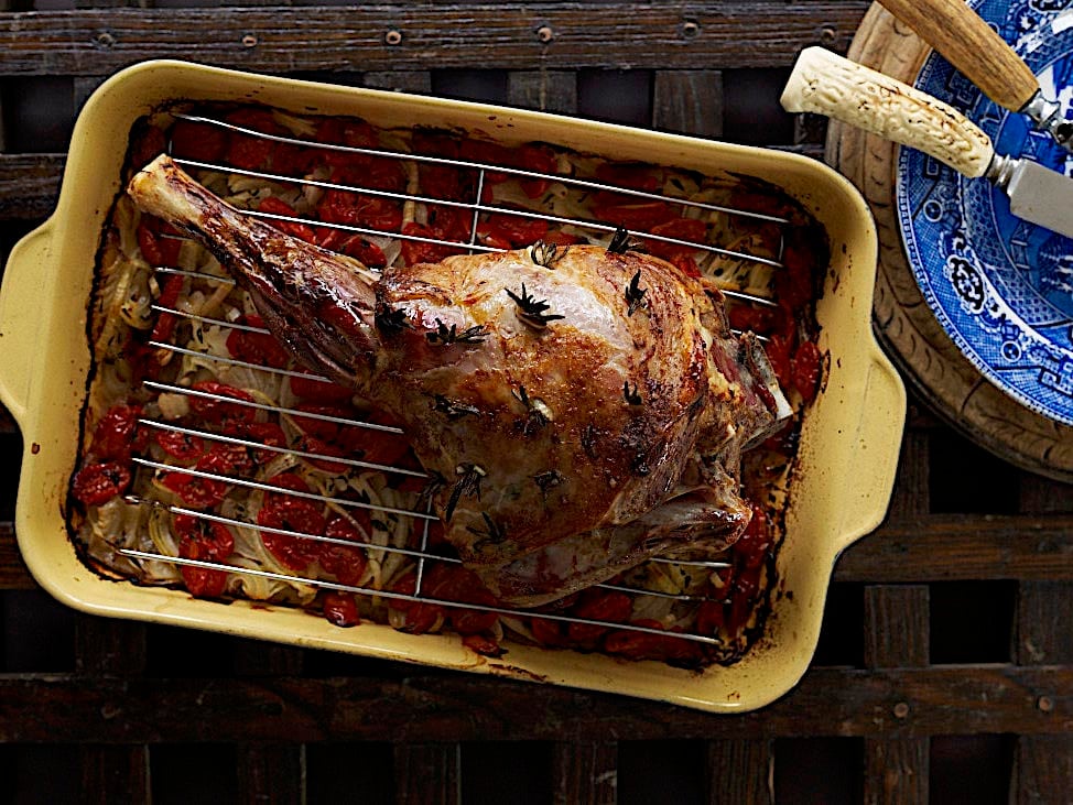 French roast lamb with gratin veg