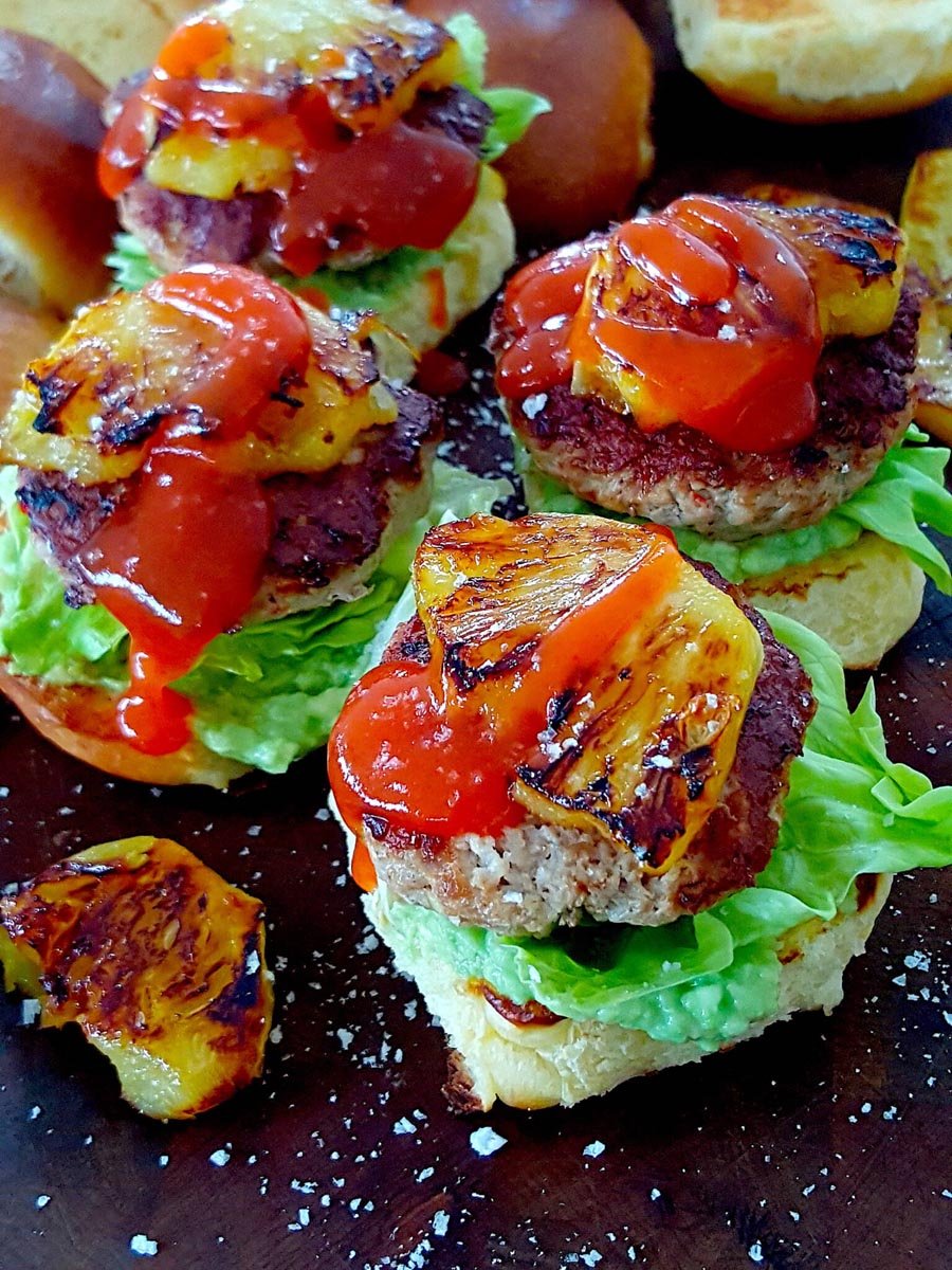 Pork Burgers with Grilled Pineapple
