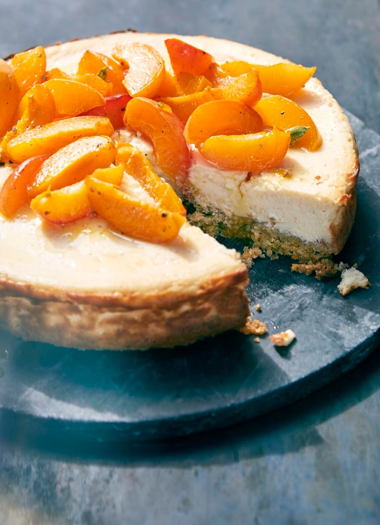 Labneh Cheesecake with Roasted Apricots