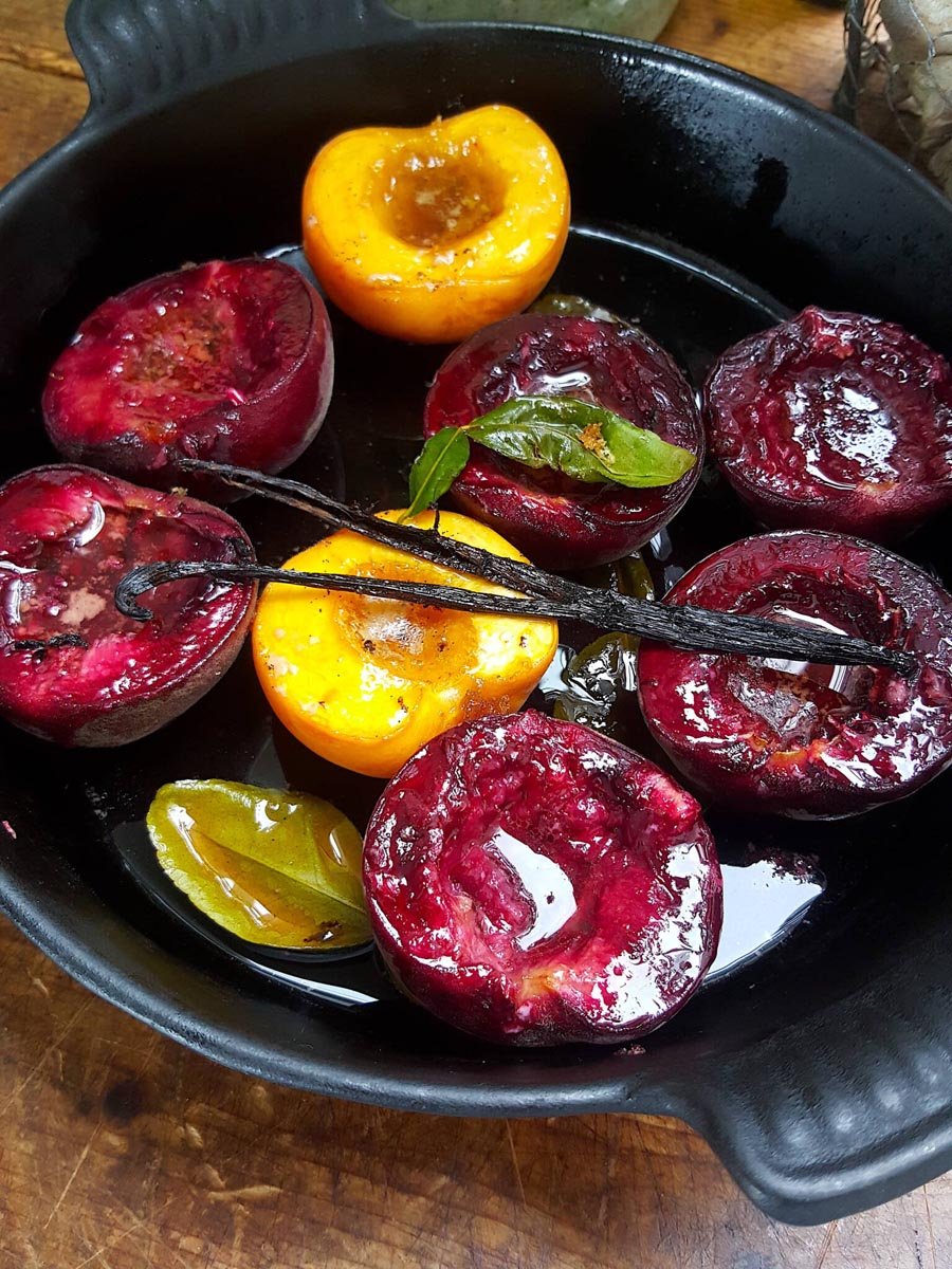 Baked Peaches with Vanilla & Kaffir Lime