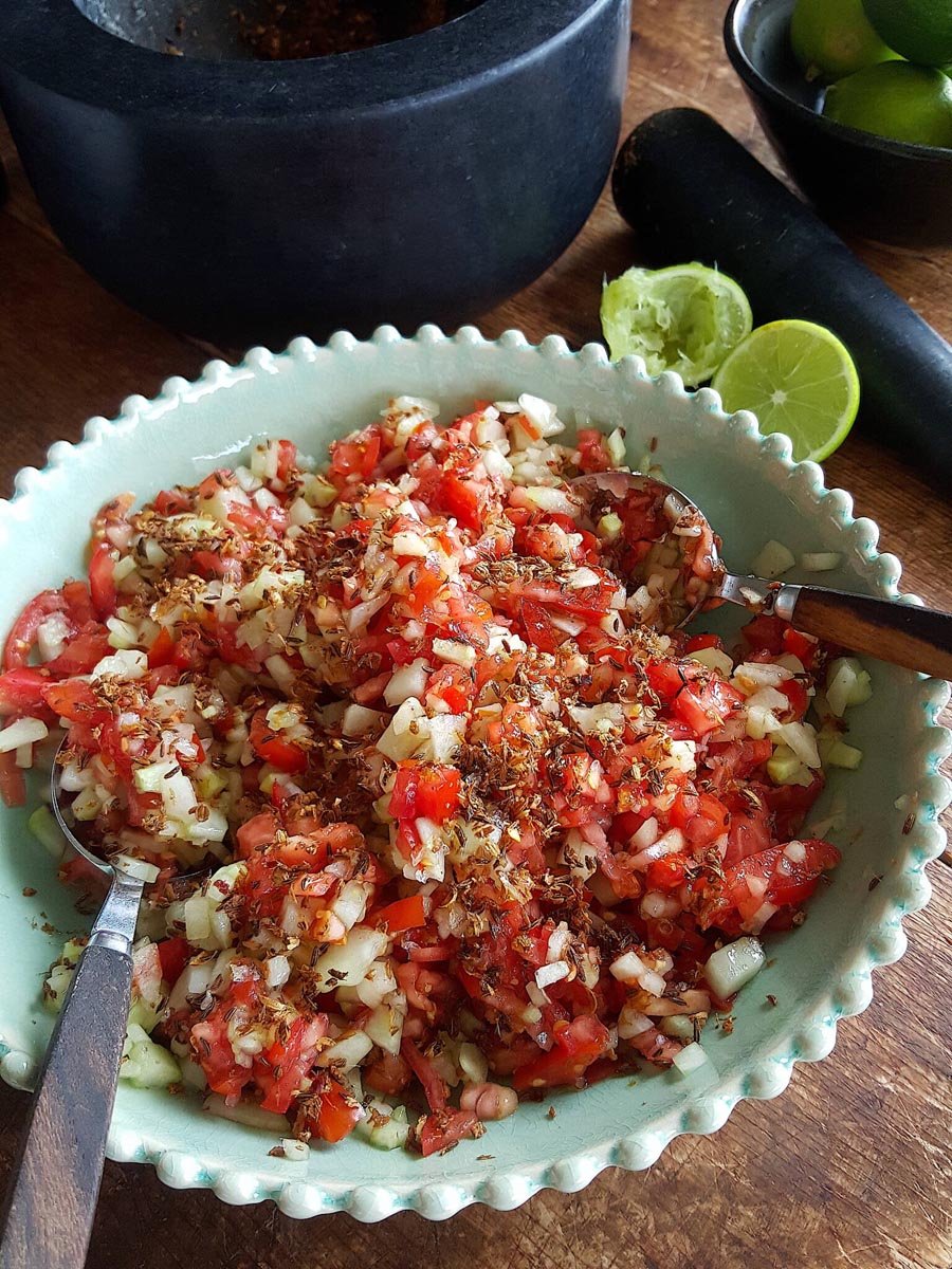 Cucumber & Tomato Salad with Tabil