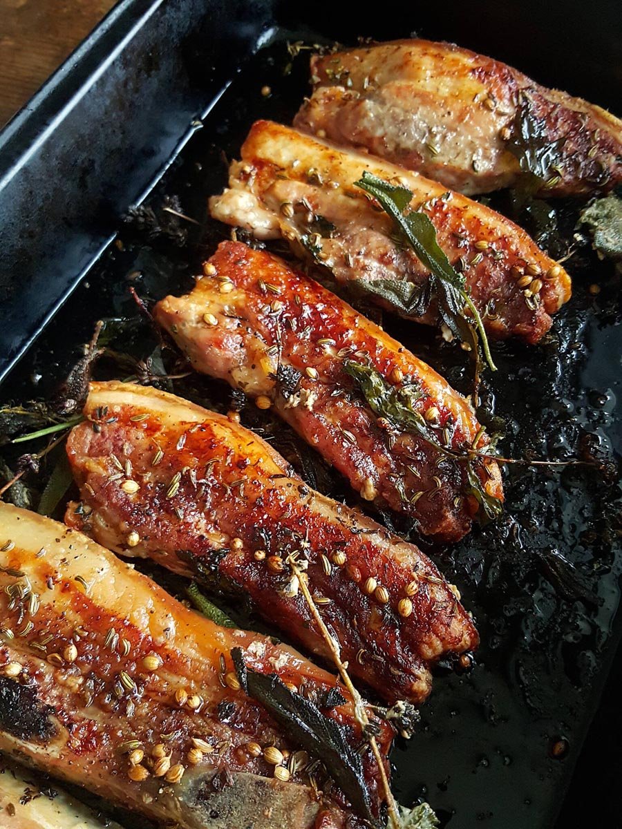 Baked Pork Belly Strips