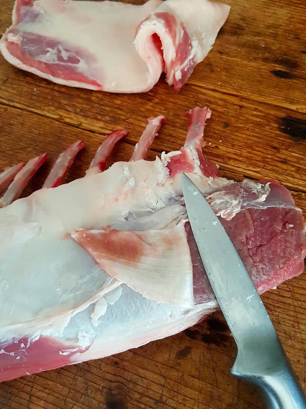 Crusty Lamb Racks with Roasted Grapes