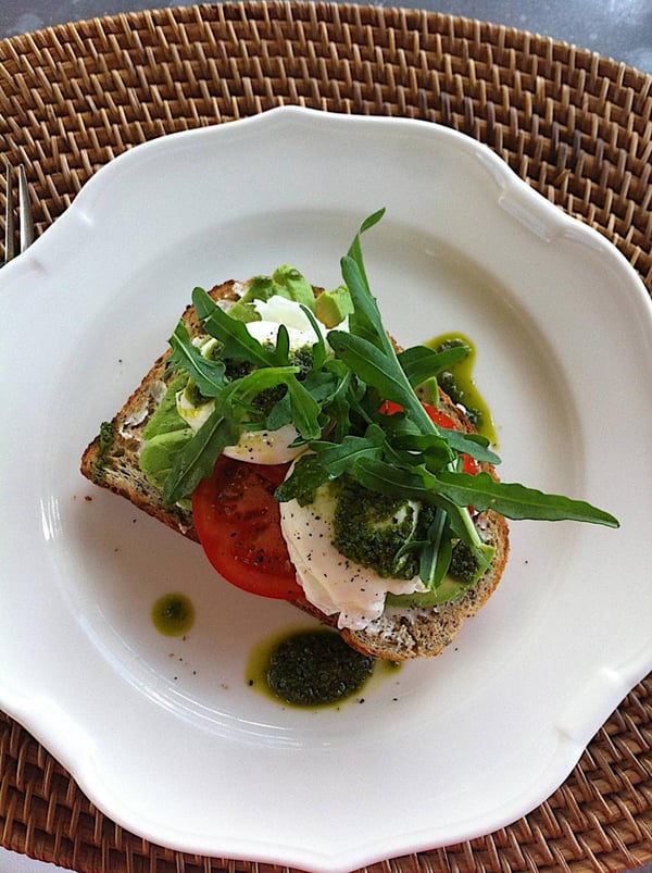 Rocket|Rocket pesto with poached eggs