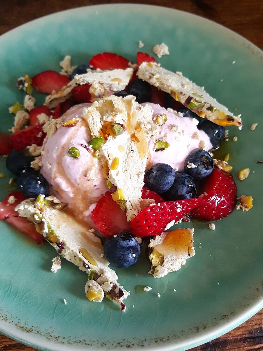 Berries with Halva & Maple Syrup
