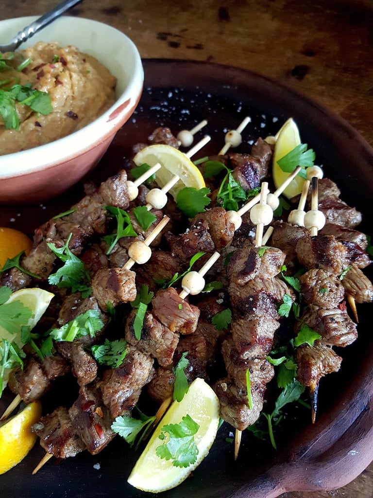 Mini Lamb Skewers with Quick Peanut Sauce