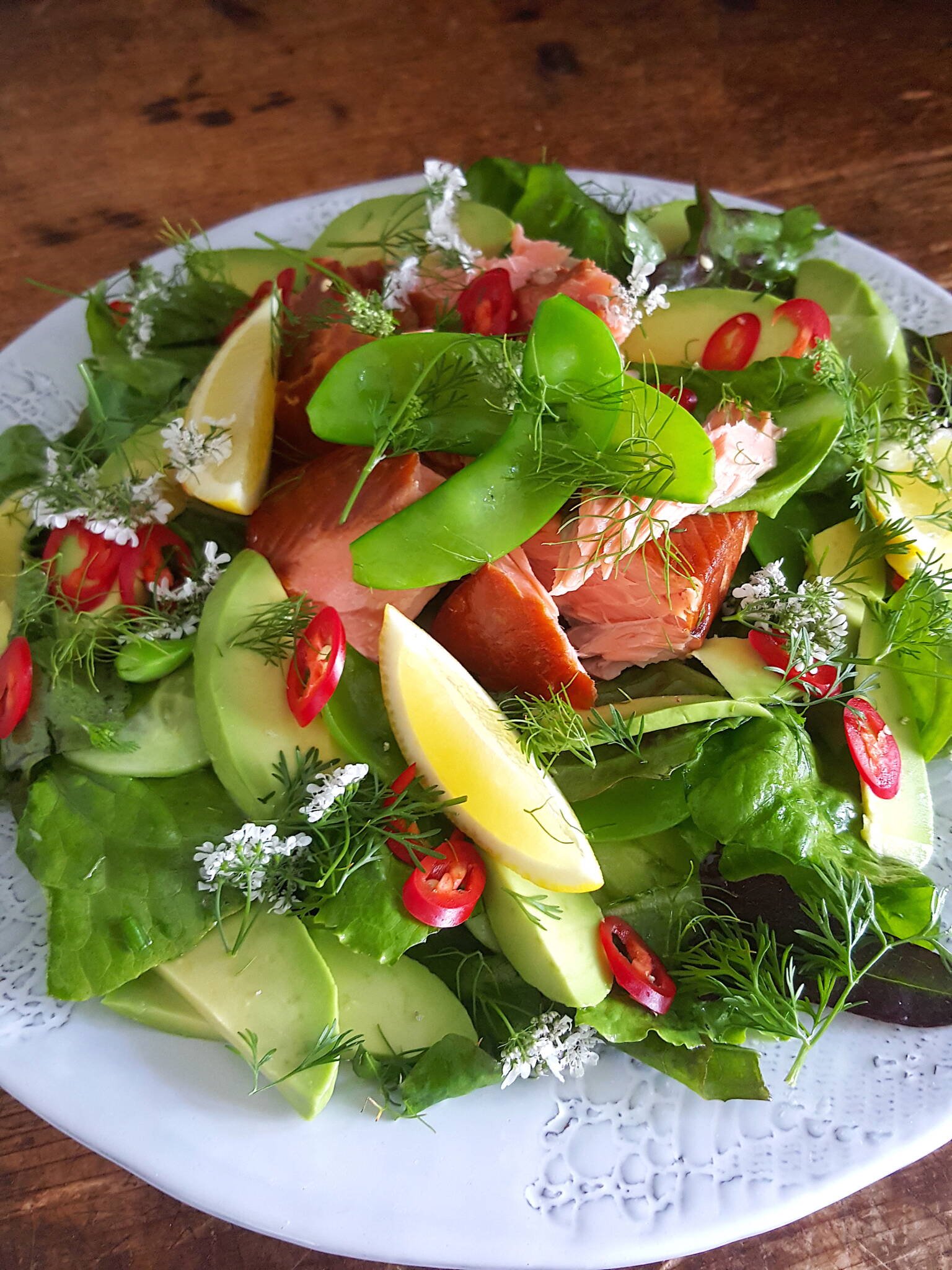 Hot-smoked Salmon & Snow Pea Salad