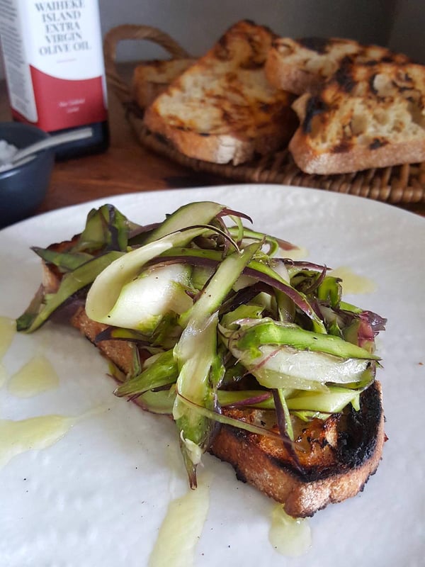 Purple Asparagus Bruschetta