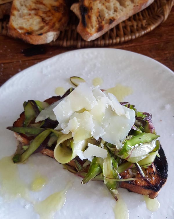 Purple Asparagus Bruschetta