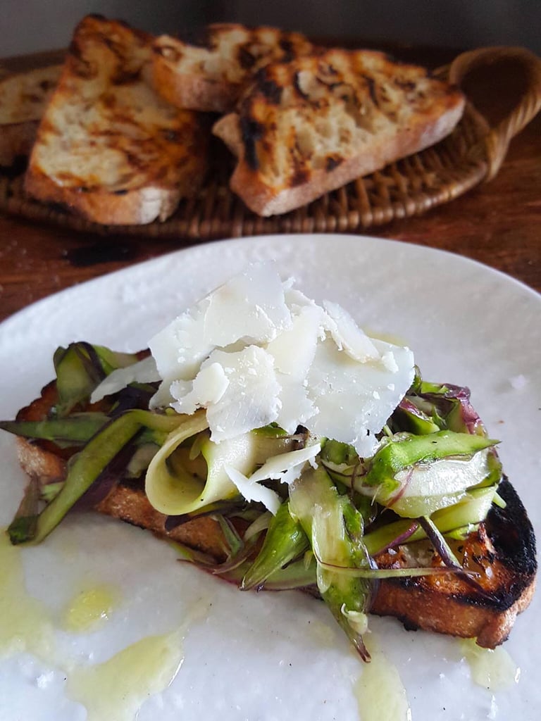 Purple Asparagus Bruschetta