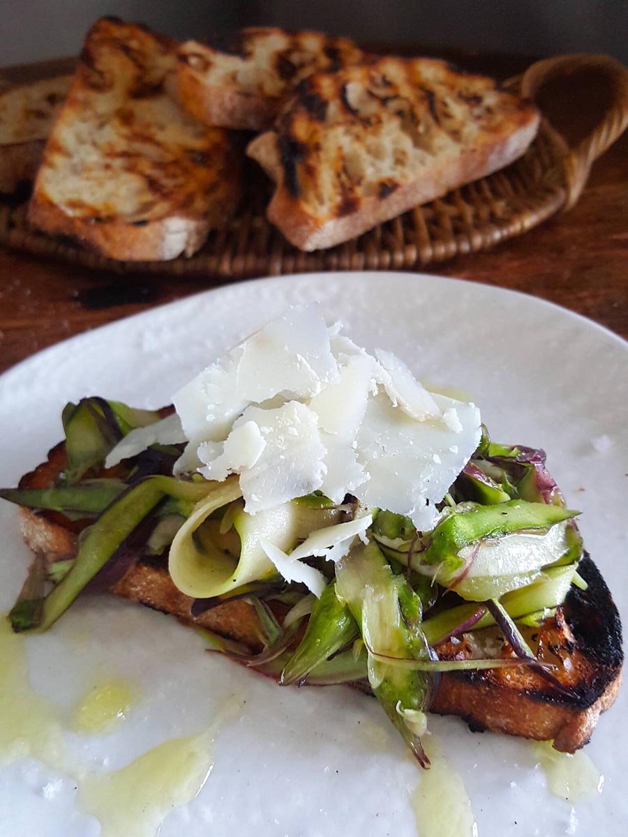 Purple Asparagus Bruschetta