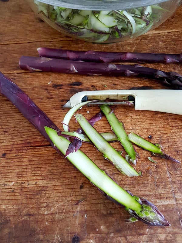 Purple Asparagus Bruschetta
