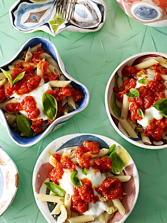 Pasta with Mozzarell & Artichokes