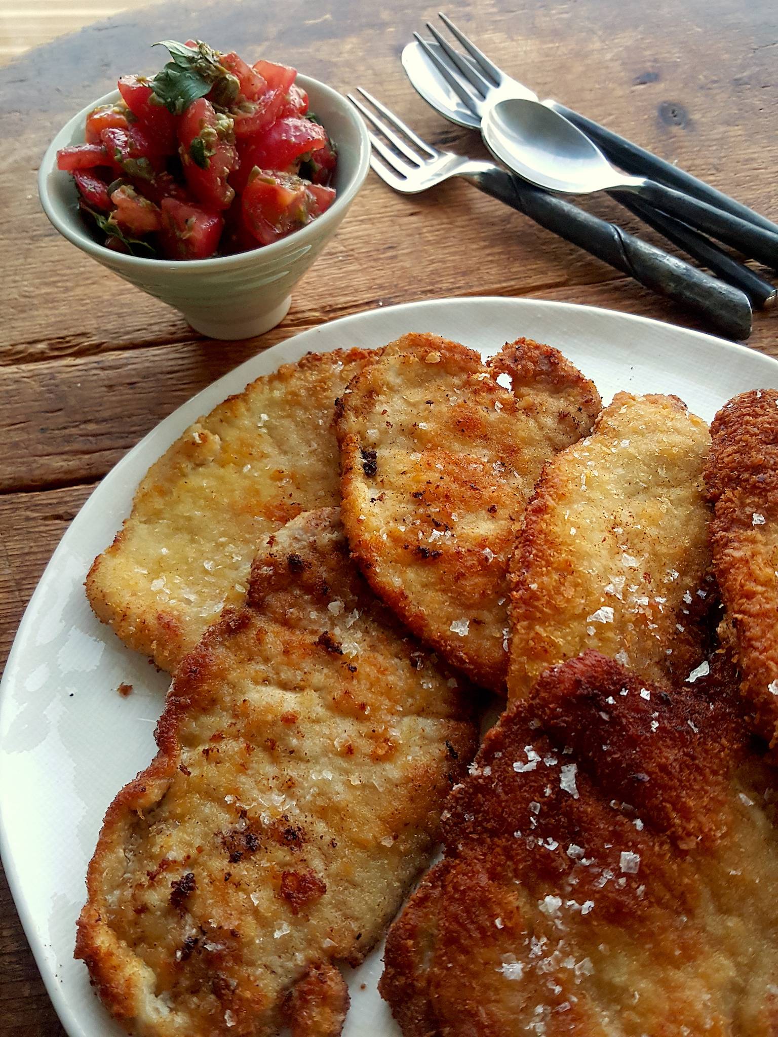Golden crunchy schnitzels!