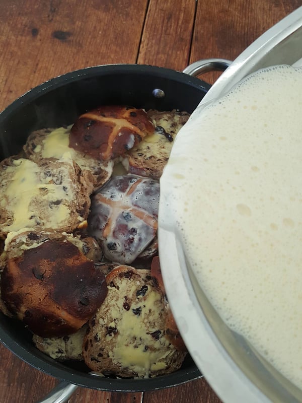 Hot Cross Bun Baked Pudding