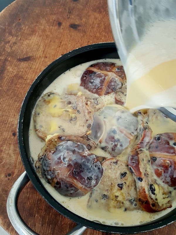 Hot Cross Bun Baked Pudding