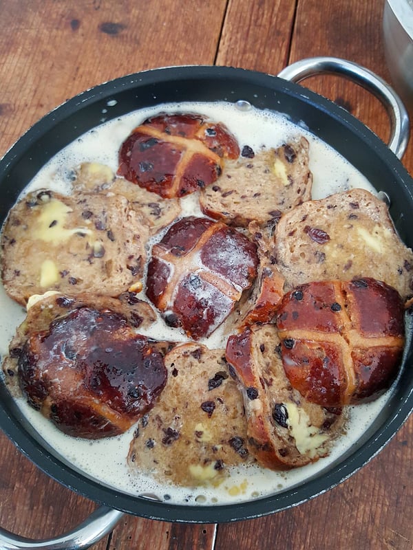 Hot Cross Bun Baked Pudding