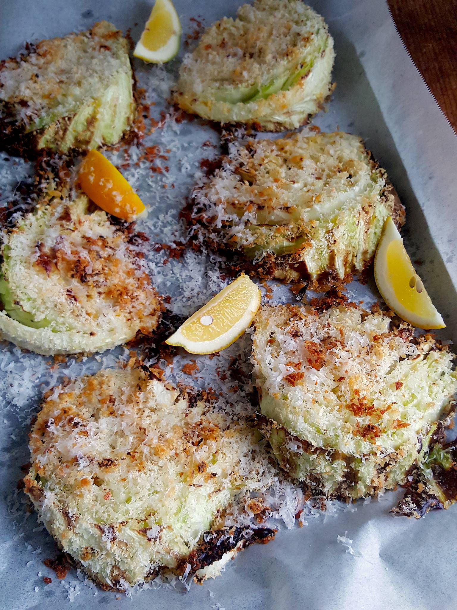 Roasted Cabbage Wedges with Chilli Flakes ready to bake