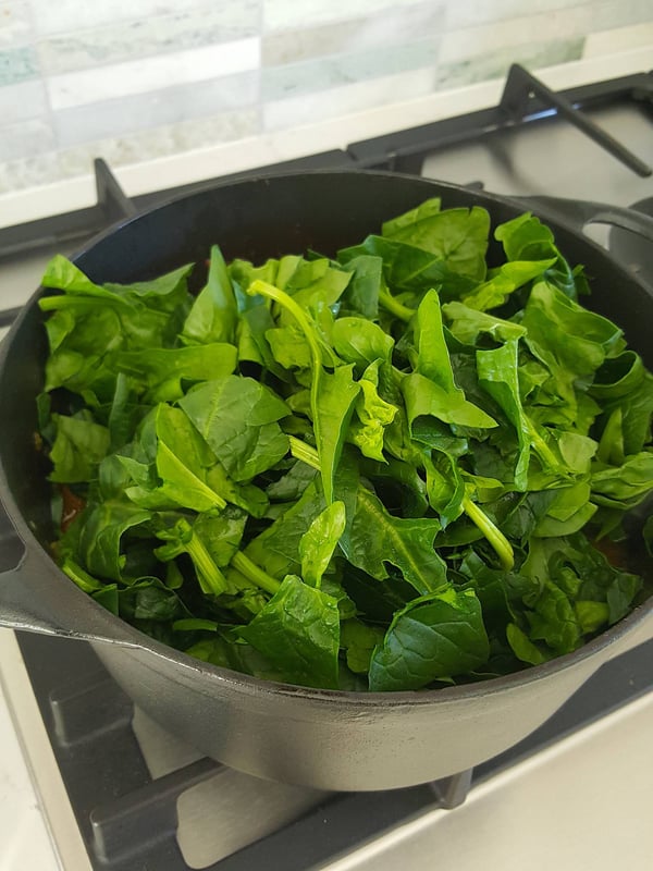 Stewed Chickpeas with Spinach & Eggplant