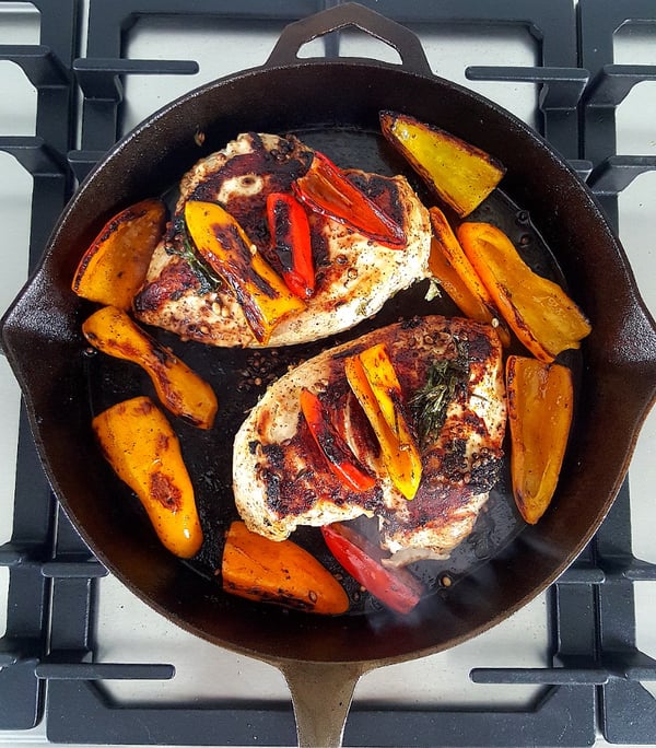 Pan-seared Chicken Breasts with Baby Peppers