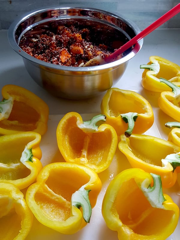 Yellow Peppers Stuffed with Quinoa