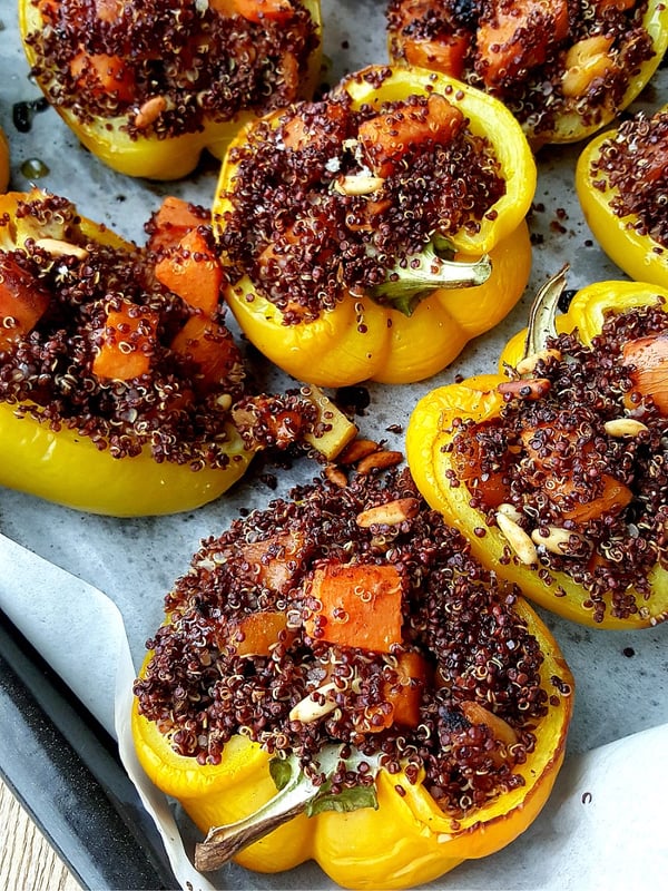 Yellow Peppers Stuffed with Quinoa