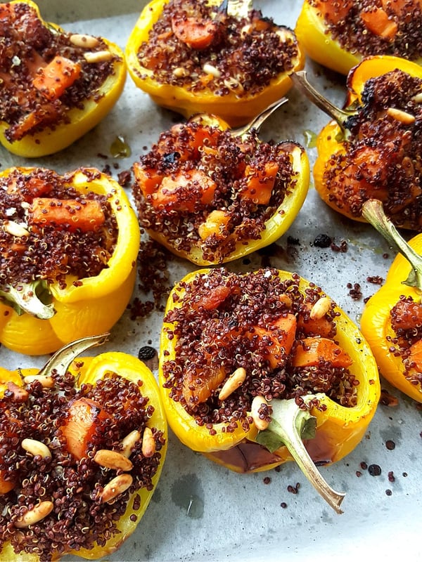 Yellow Peppers Stuffed with Quinoa