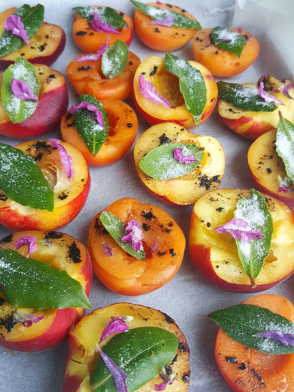 Baked Fruit with Lavender Petals