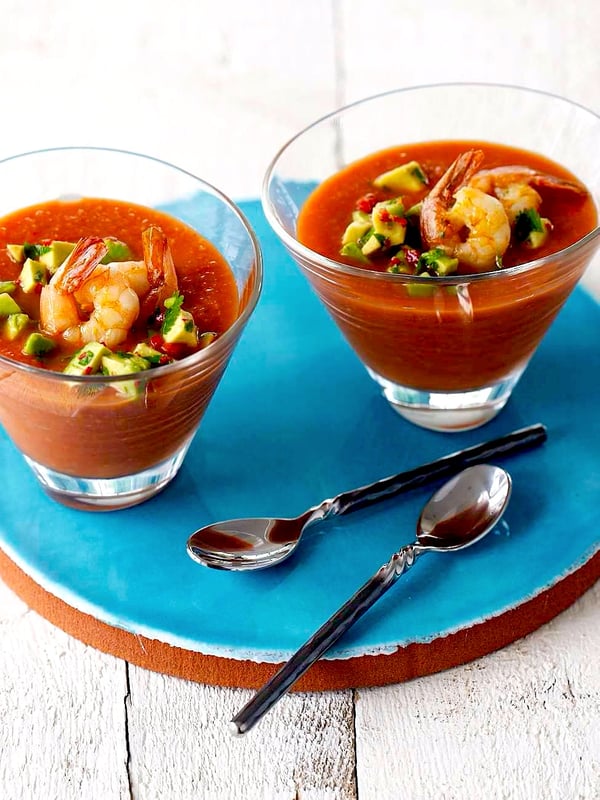 Gazpacho with Avocado & Prawns