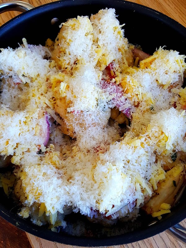 Roasted Cauliflower & Shallots with Double Cheese Crust