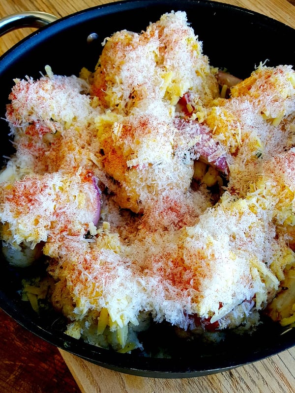 Roasted Cauliflower & Shallots with Double Cheese Crust