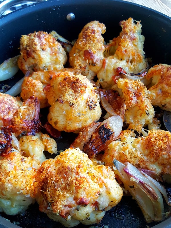 Roasted Cauliflower & Shallots with Double Cheese Crust
