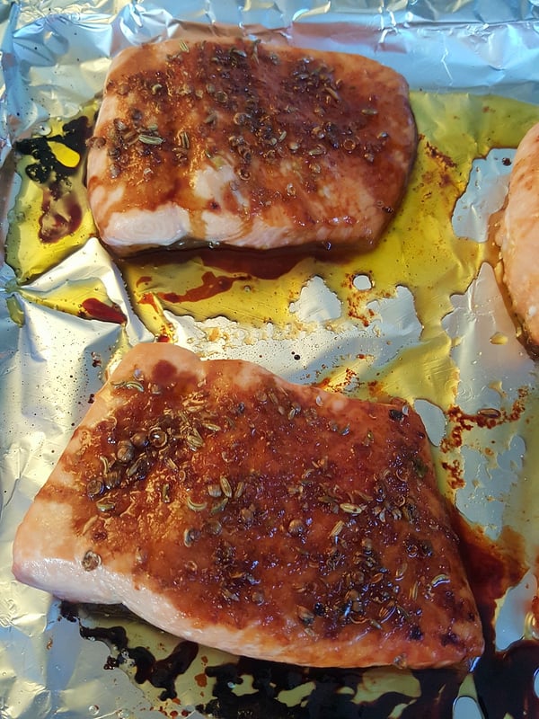 Grilled Salmon with Pomegranate Molasses
