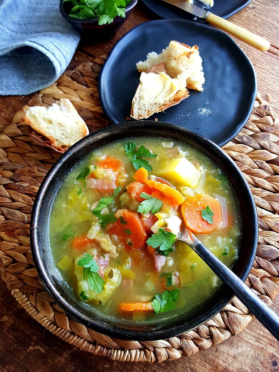 A great autumnal soup with leeks.