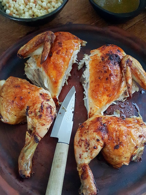 Spatchcock Chicken with Chermoula Dressing